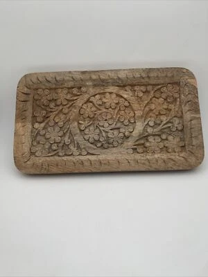 Creative Co Op 10.25L” X 5.75”W Hand Carved Mango Wood Tray - Image 1 of 4