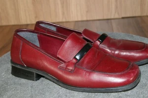 Positano red square toe bar loafers leather upper 5.5 made in italy - Picture 1 of 10