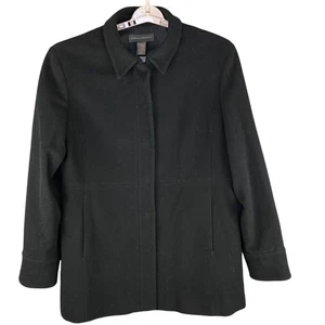 Vintage Banana Republic Womens XL Black Wool Cashmere Blend Classic Preppy Coat - Picture 1 of 13