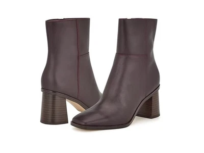 Nine West Dither 靴子女式美国 6.5 红色皮革粗跟踝靴 TZP595 — 第 1/4 张图片
