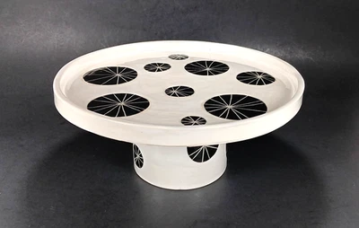 Julems Ceramics Cake Stand Serving Tray Handmade Scandinavian Floral Kitchen Art - Image 1 of 4