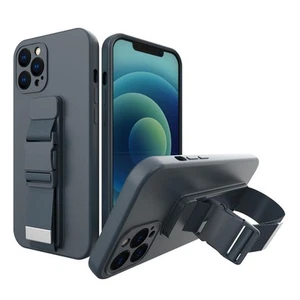 Coque gel avec cordon chaîne et pochette pour iPhone XR – Bleu marine - Zdjęcie 1 z 12