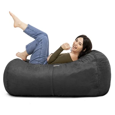 Sofa Saxx 4-Foot Bean Bag Lounger, Black Microsuede - Image 1 of 4