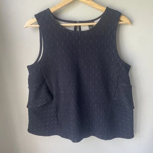 Ann Taylor Women's Size Small Navy Blue Geometric Sleeveless Blouse - Picture 1 of 10