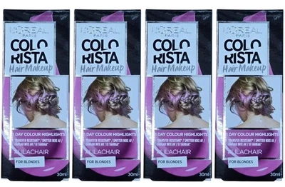 4 X L'Oréal Colorista Hair Makeup Lilac 30mL – 1 Day Colour for Blondes - Loreal - image 1 of 3