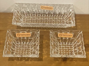 Nachtmann Crystal Basketweave 6,75" langes Tablett & 2 Schalen Riedel Germany - Bild 1 von 4