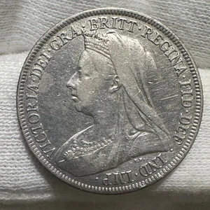 1895 UK Victoria One Shilling 0.925 Silver Coin Higher Grade - Picture 1 of 3