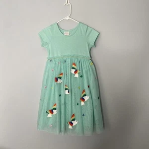 Hanna Andersson Girls Dress Sz 12 Teal Green Tulle Bird Butterfly Whimsy fairy - Picture 1 of 13