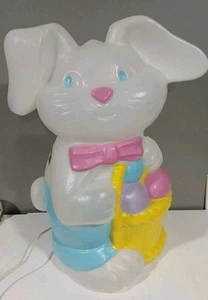 RARE Vintage 18" Easter Bunny Blow Mold TPI 1993 Made in Canada Egg Basket - Picture 1 of 20