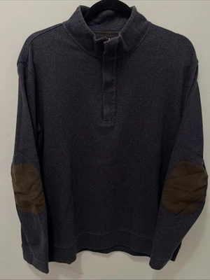 Свитер мужской Jos A Bank Reserve 1/4 на молнии большой фиолетовый текстурированные нашивки на локти - Изображение 1 из 4