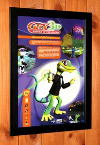 1998 Gex 3D Enter / Return the Gecko PS1 N64 Werbeblatt Gerahmt Poster Ad Framed - Bild 1 von 3