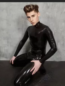 Latex Rubber Herren Catsuit Overall Anzug Handmade Gay Pride Slave BDSM Gear - Bild 1 von 3
