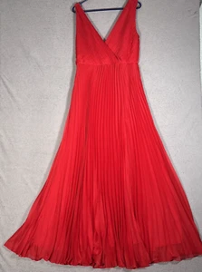 Nuevo con etiquetas Vestido Aqua Talla L Plisado Chifón Rojo Maxi Babydoll Vestido Sobrepelliz Romántico - Imagen 1 de 16