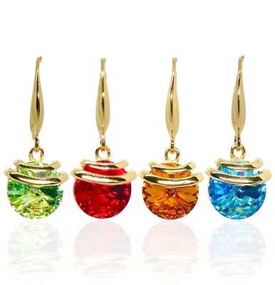 包裹圆形施华洛世奇元素水晶耳环 18K 镀黄金 — 第 1/2 张图片