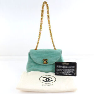 AUTH CHANEL VINTAGE CHAIN HAND BAG COCO MARK SUEDE SIZE W16XH10.5XD4.5CM F/S