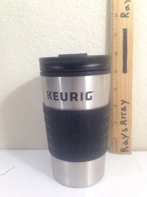 Keurig stainless tumbler 12 oz insulated travel mug with rubber grip sleeve w/ k - Image 1 of 4