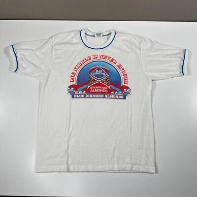 Vintage Blue Diamond Almonds Promo Shirt 70s 80s Large - Image 1 of 4