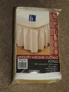 Bedskirt King Size Smooth Weave Ruffled 78x80 65% Poly 35% Cotton Buttercream - Picture 1 of 2
