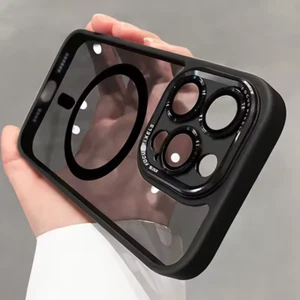 Coque de protection pare-chocs à lentille magnétique en métal deluxe pour iPhone - Zdjęcie 1 z 12