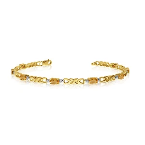 10K Yellow Gold Oval Citrine and Diamond Bracelet - Picture 1 of 3