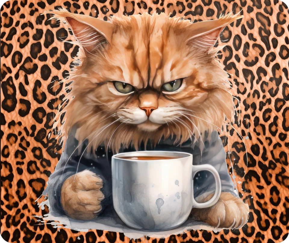 TAZA DE CAFÉ NARANJA GRUÑÓN GATO TAZA IMAGEN COMPUTADORA ALFOMBRILLA DE RATÓN 9x7 Foto 1 de 1