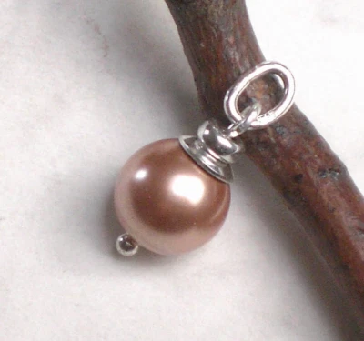 MUSCHELKERN Anhänger apricot 925 Silber, hell-orange Perlenanhänger klein, p904 - Bild 1 von 4