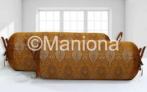 Indian Bolster Silk Masand Cover Pillow Home 2 Pcs Lot Yoga Bed Sofa Decoartive - Picture 1 of 6
