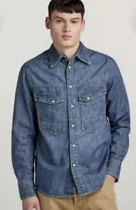 GStar Raw Men's L Denim Dakota Regular Shirt,D23006-D539-G34141,Sun Faded Thames - Picture 1 of 6