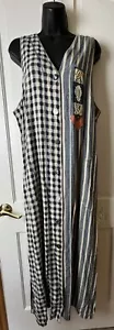 Maxi Abito Faith Vintage anni 80/90 Bottone Senza Maniche Perline/Toppe L/XL - Foto 1 di 10