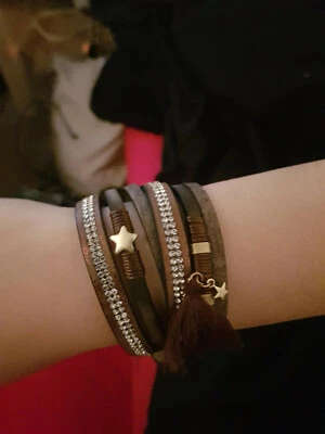 wunderschönes Damen-Armband #755008 braun-gold, Magnet-Verschluss & Hardbox - Bild 1 von 4