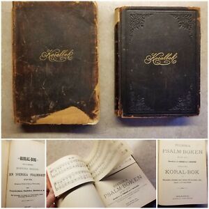 2 Antique KORALBOK Books 1884 & 1901 - Divided pages Swedish ?? Song & Text