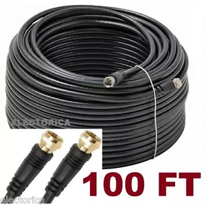 100 FT RG-6 COAX CABLE RG6 COAXIAL CONNECTOR SATELLITE BELL ROGERS ANTENNA SHAW - Picture 1 of 4
