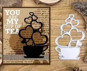 Valentine's Day Heart Teacup Die Cut Craft Punch Card Making Scrapbook Tea Cup - Picture 1 of 3