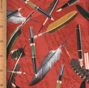 Pluma de tinta pluma roja Windham Longfellow 100 % algodón por yarda #FA57 - Imagen 1 de 1