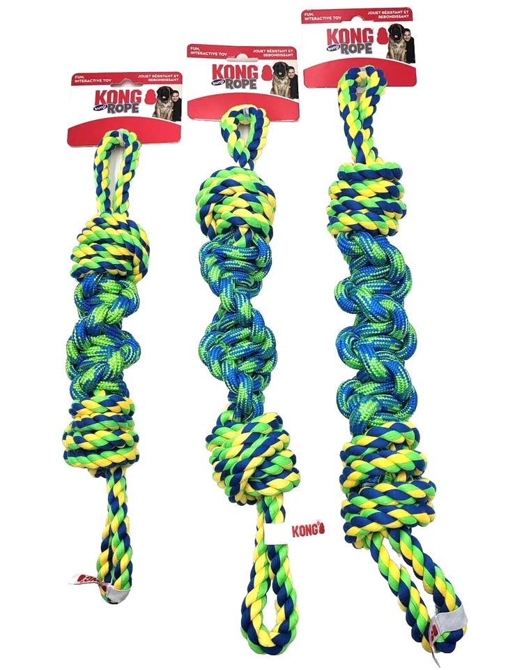 Juguete interactivo remolcador y busca perro KONG Rope Bunji azul y verde *Elige el tamaño Foto 1 de 1