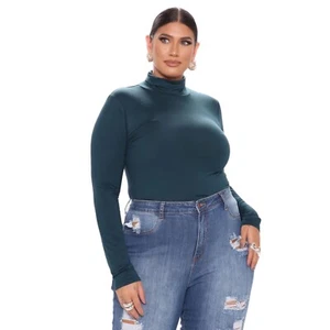 Fashion Nova Dark Teal Long Sleeve Pamela Turtleneck Knit Top Plus Size 2X - Picture 1 of 3