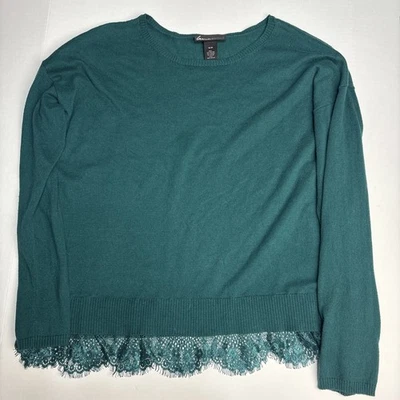 Suéter para mujer Lane Bryant 18 20 verde encaje ribete pulóver algodón claro rayón Foto 1 de 4