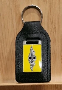 Llavero vintage Morgan Motor cuero esmalte metal llavero NOS - Imagen 1 de 3