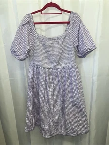 Ladies Lilac and White Gingham, Short Sleeved Maternity Dress Size 20 By George - Picture 1 of 10