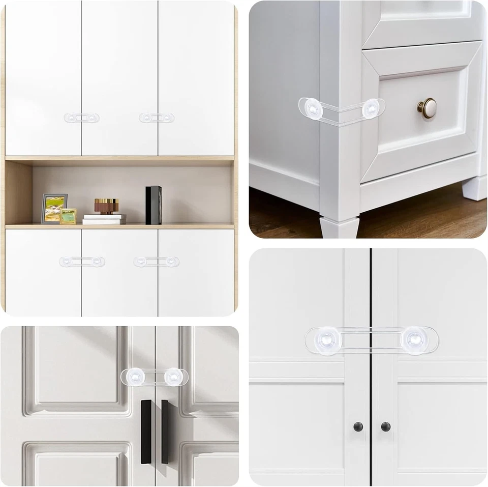 10 Pezzi Blocca Cassetti per Bambini, Trasparente per Armadietto, Armadio, Frigo - Immagine 1 di 4