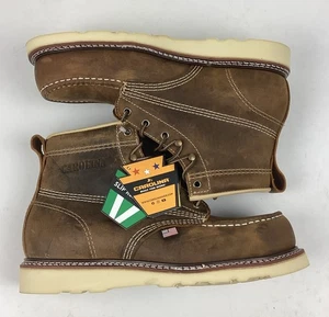 Carolina Amp Men's 6" Leather Moc Steel Safety Toe Boot Brown Size 10 EE - Picture 1 of 5