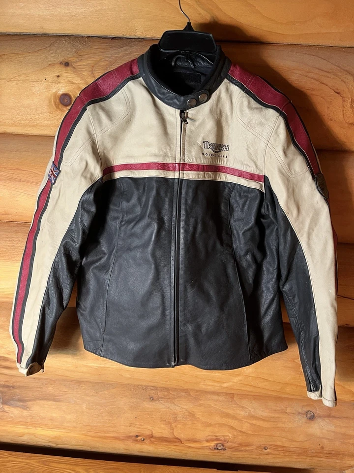 Triumph женщин доспехи мотоциклетная куртка кожаный размер 2L * читать * - Изображение 1 из 4