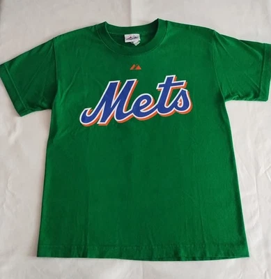 NY Mets Youth T-shirt Medium Green Majestic David Wright #5  - Image 1 of 4