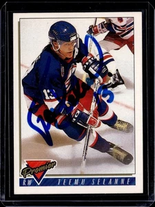 1993-94 Topps Premier Teemu Selanne Signed Autograph #483 Hockey Card Jets - Picture 1 of 2