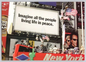 Yoko Ono NYC Billboard Postcard Imagine John Lennon 2001-2002 Peace Message - Picture 1 of 3