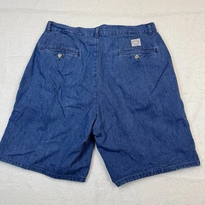 Vintage Polo Denim Ralph Lauren Shorts Mens 33 Blue Denim Pleated Made USA RARE - Picture 1 of 8