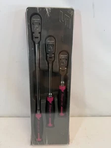 NEW Snap On RAT3FHFEP 3/8 Pink Flex Head Ratchet Set 3pc NEW - Picture 1 of 7