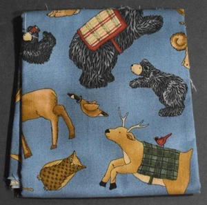 MOOSEHEAD LODGE Teresa Kogut BAUMWOLLSTOFF Waldtiere 1/2 YARD X 45" Bär - Bild 1 von 5