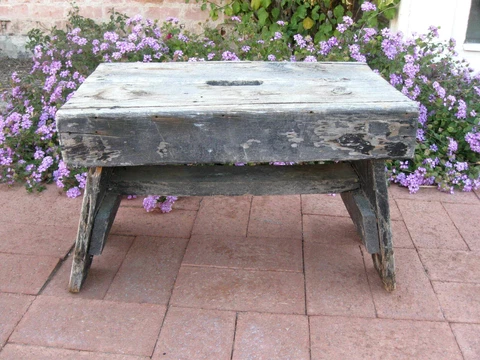 Old Vintage Primitive Handmade Wood GARDEN SEAT / STOOL Cover