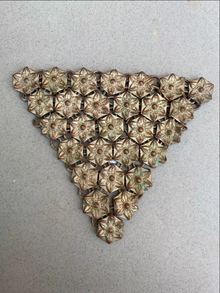 Antique Copper Gold Ethnic Horse Traditional Jewelry Accessory Floral Panel Old - Image 1 of 4